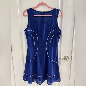 Doe & Rae ModCloth Blue Dress with White Trim